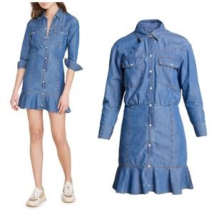 Veronica Beard Mura Denim Button-Front Dress Size 2